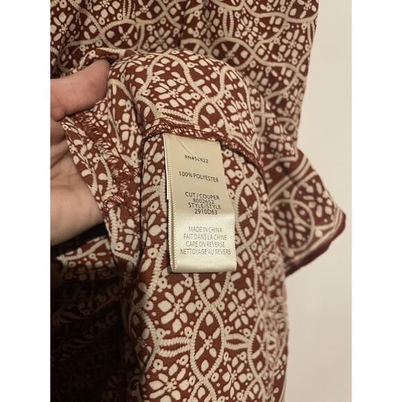 MAX STUDIO Red Pink Print Mini Shift Crepe Dress Large Coquette Flowy Boho - Picture 6 of 7